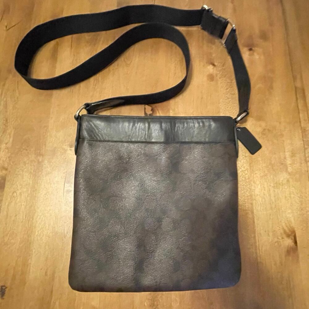 Coach Signature Charles Crossbody w/Leather Brown & Black, Unisex, Strap Adjusts